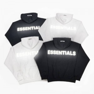 Essentials Fear Of God Reflective Letter Uomo Felpa con Cappuccio Nere | ESS-SN593294