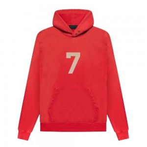 Essentials Fear of God 7 Uomo Felpa con Cappuccio Rosse | ESS-SN593324