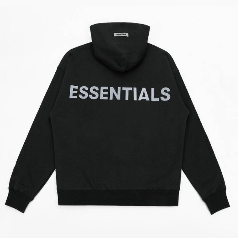 Essentials Fear Of God Reflective Letter Uomo Felpa con Cappuccio Nere | ESS-SN593294