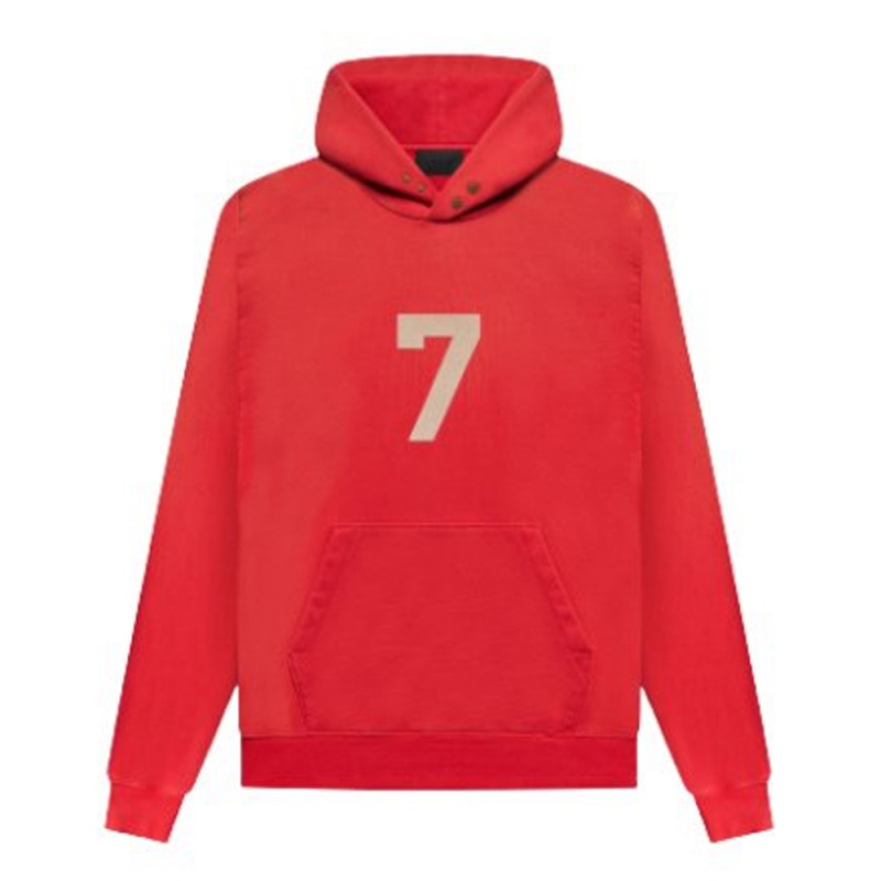 Essentials Fear of God 7 Uomo Felpa con Cappuccio Rosse | ESS-SN593324