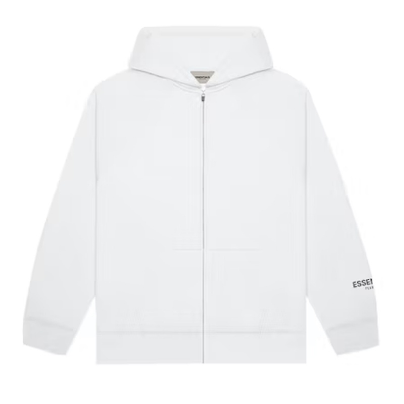 Essentials Fear of God Full Zip Up Uomo Felpa con Cappuccio Bianche | ESS-SN593316