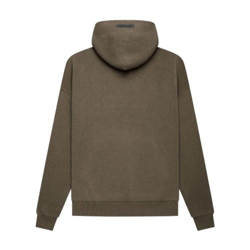 Essentials Fear of God Knit Pullover Uomo Felpa con Cappuccio Caffè | ESS-SN593309