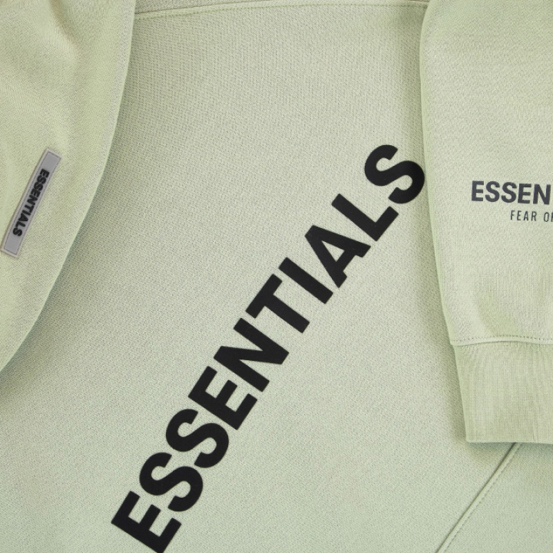 Essentials Fear of God Sage Uomo Felpa con Cappuccio Verdi Chiaro | ESS-SN593292