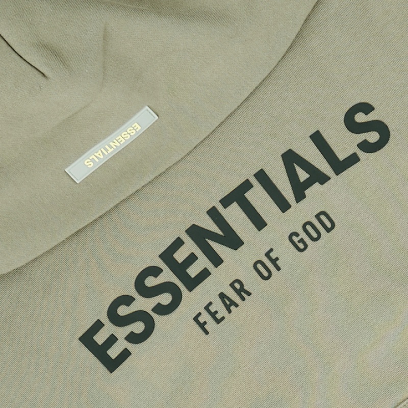 Essentials Fear of God Taupe Uomo Felpa con Cappuccio Verdi | ESS-SN593289