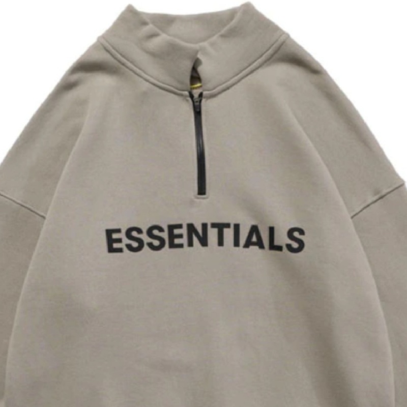 Essentials Half Zip High Collar Loose Uomo Felpa con Cappuccio Grigie | ESS-SN593333