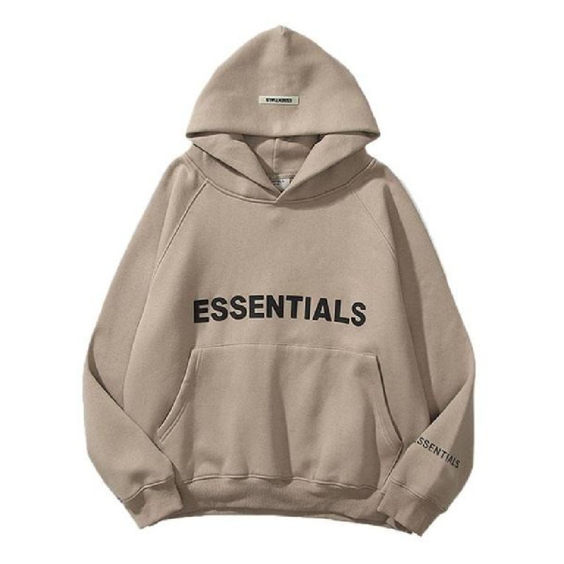 Essentials Oversized Uomo Felpa con Cappuccio Beige | ESS-SN593329